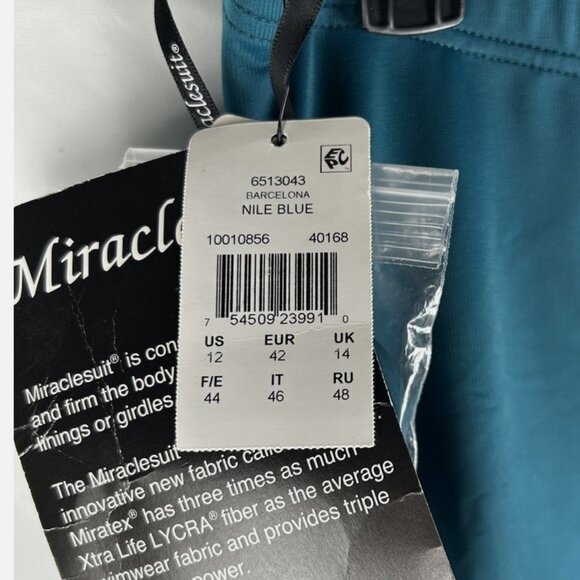 NWT Miraclesuit Blue Barcelona Strapless Swimsuit 12 Underwire Tummy Control - Picture 6 of 6